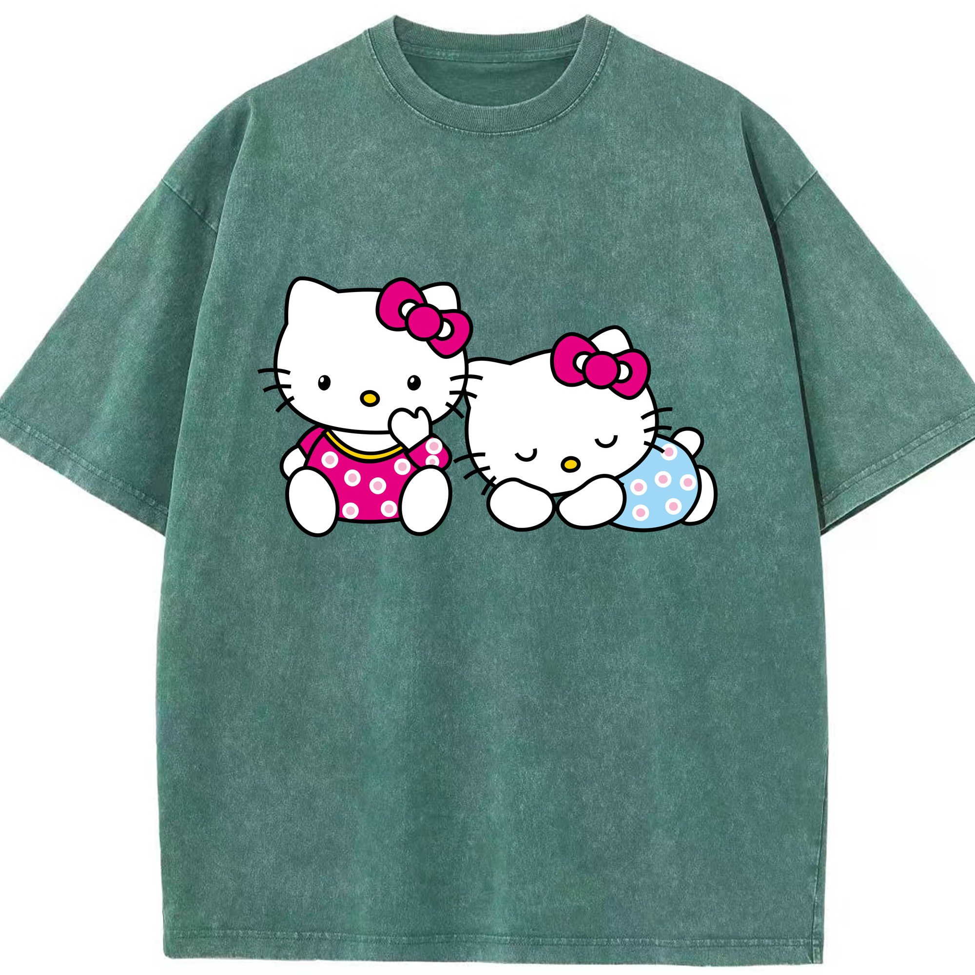 （画像用） Hello Kitty ハローキティ 綿100% ヴィンテージ風 半袖Tシャツ（フロントプリント）
